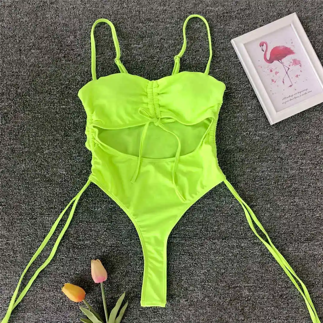 Sexy, mit Schnürung versehener, bauchfreier Monokini-Badeanzug, einteiliger Badeanzug für Damen, Badebekleidung, Damen-Badeanzug mit Leopardenmuster, String-Badehose, Badebekleidung, V1290. – Detail 30