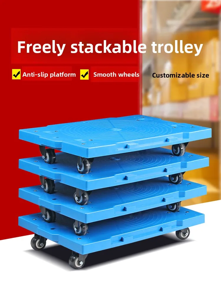 Heavy Duty Rubber Wheel Turtle Car Hand Push Cart Pull Cargo Mover Durable Versatile Flatbed Cart for Warehouse And Office Use