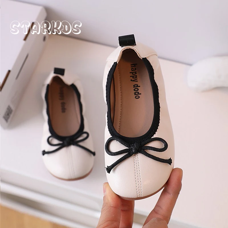 Soft Leatherette Ballet Shoes For Baby Girls Cute Round Toe Bowtie Stretch Ballerina Flats Toddler Kids Classic Shallow Loafers