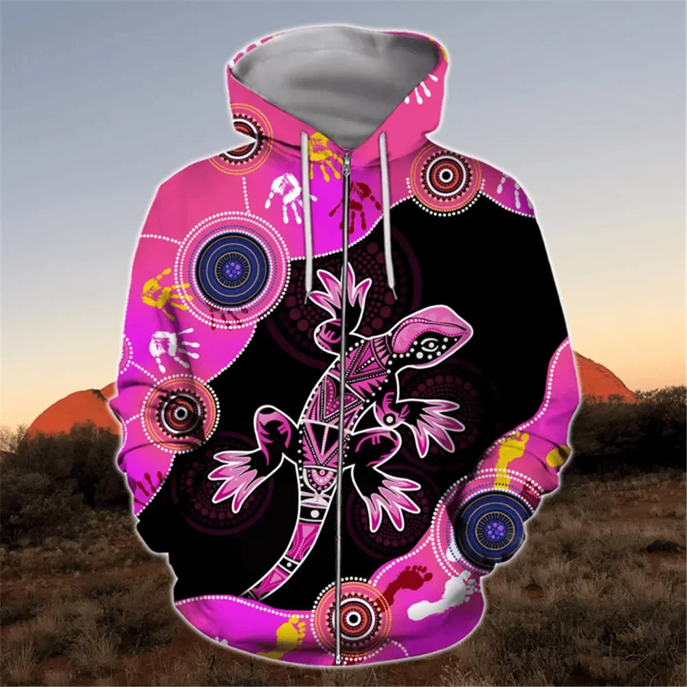 

HX Aboriginal Lizard Dreamtime Hoodies Fashion 3D Print Vest T-shirts Sweatshirts Zip Coats Casual Sportwear Men Women Clothing