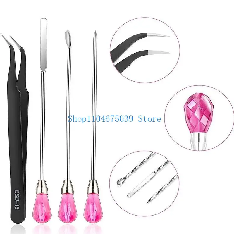 5asd 11Pieces Anti-Static ESD Electronics Tweezers Set Spoon Needle for Resin Craft