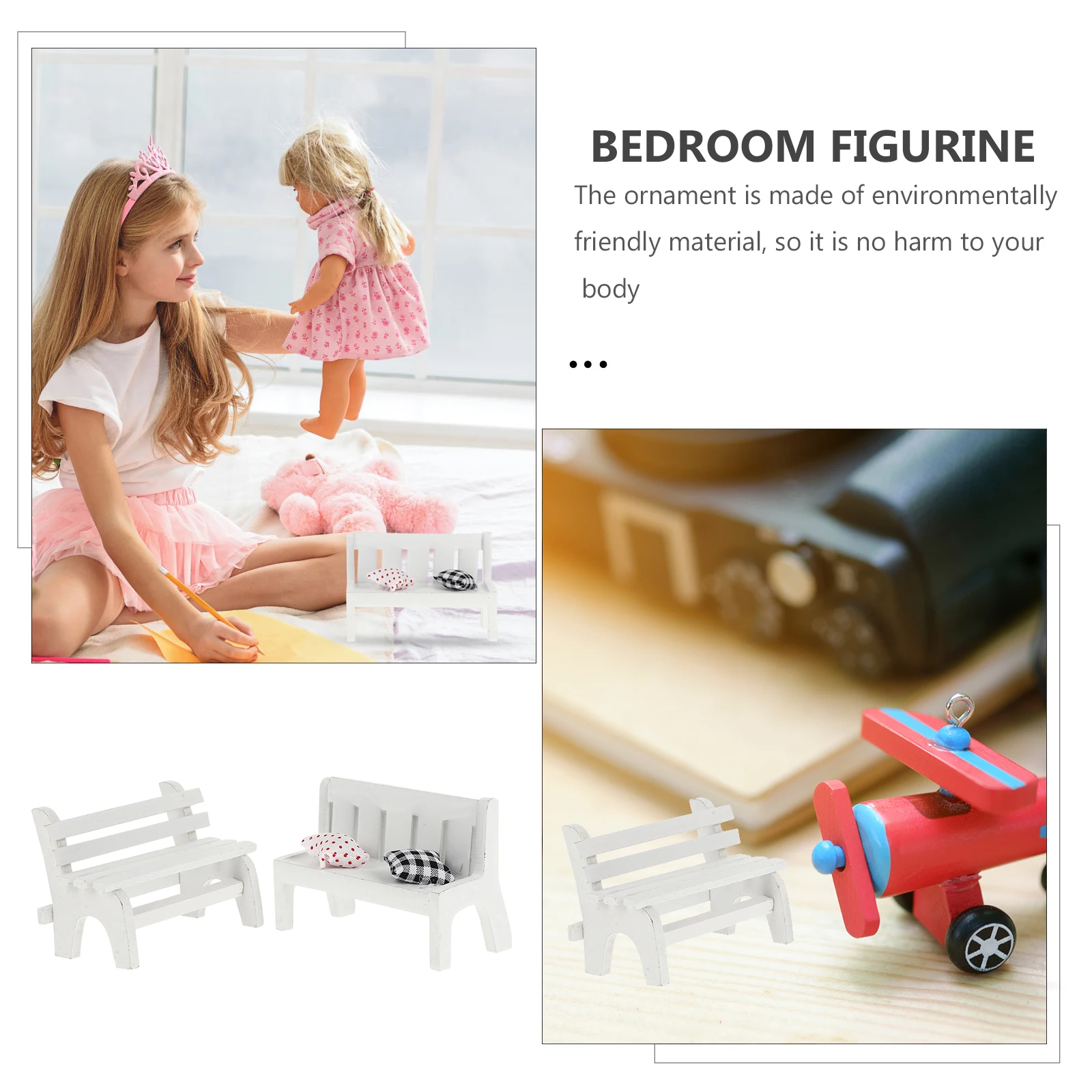 

2Pcs Mini Chair Figurine Wood Craft Home Bedroom Decoration Workbench Model Eco Friendly Gift Home Decor Ornament