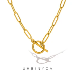 UHBINYCA Classics Vintage Stainless Steel Chain Necklace for Unisex woman man Simple Charm Daily Jewelry