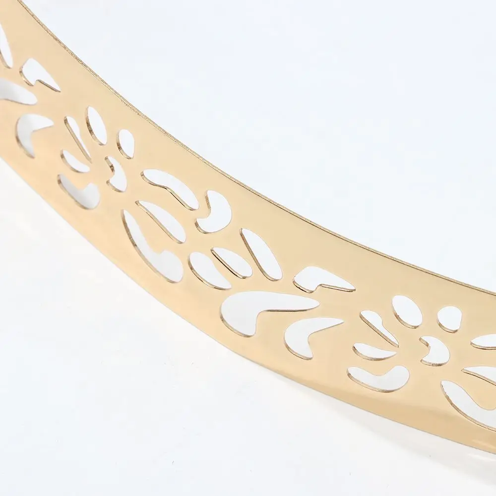 

Luxury Exaggerated Women Gift Waist Ornament Mirror Waistband Sequined Metal Wide Belt Wide Waist Belt Gold Silver Color