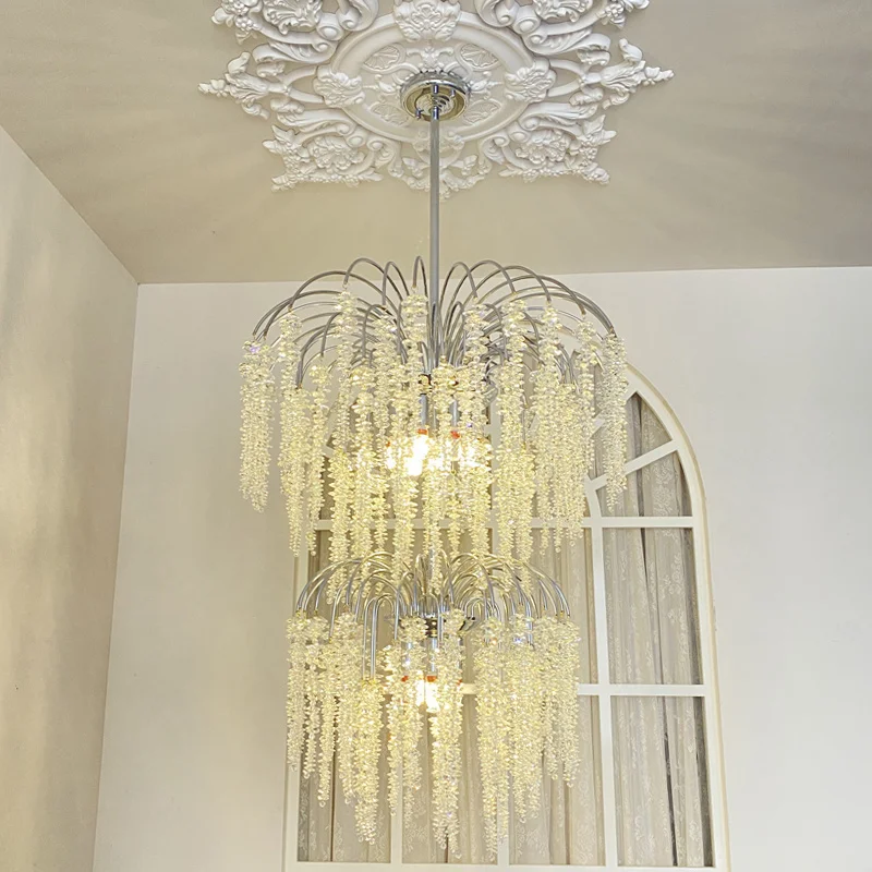 

Duplex Apartment Large Chandelier Crystal Light Luxury Lamp Staircase High-end Villa Living Room LED Branch Ceiling Chandelier