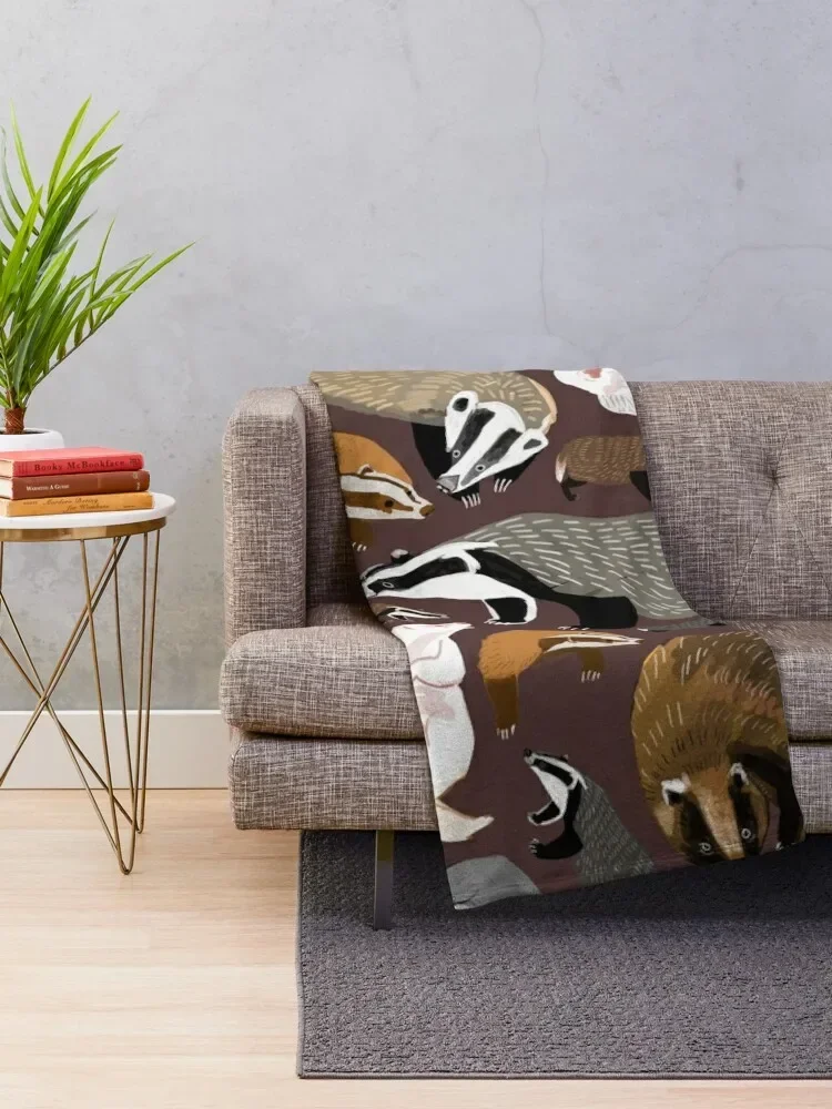 European Badger Throw Blanket Softest Hair Cute Plaid manga christmas gifts Blankets