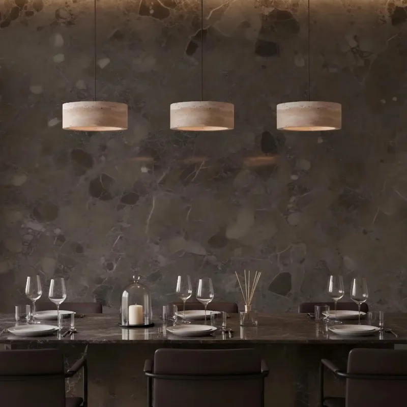 Modern Minimalist Living Chandelier High Ceiling Room Pendant Light Creative Personality Bedroom LED Travertine Pendant Light