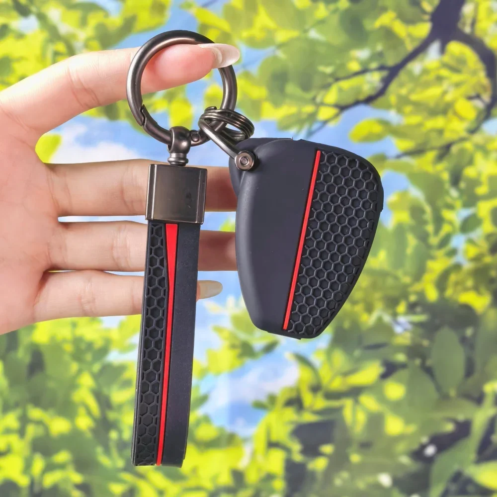 Wearproof Red Strip Key Cover With Keychain For Chrysler 300c Pacifica Dodge Caravan Jeep Grand Cherokee Anti-scratch Guard