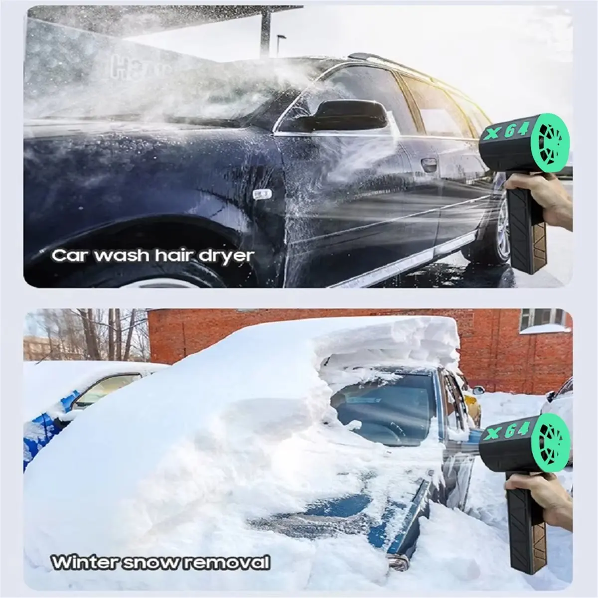 X64 Blower Handheld Fan 64mm Brushless Powerful 1400G Thrust 1000W Turbo Fan Car Air Blower US Plug