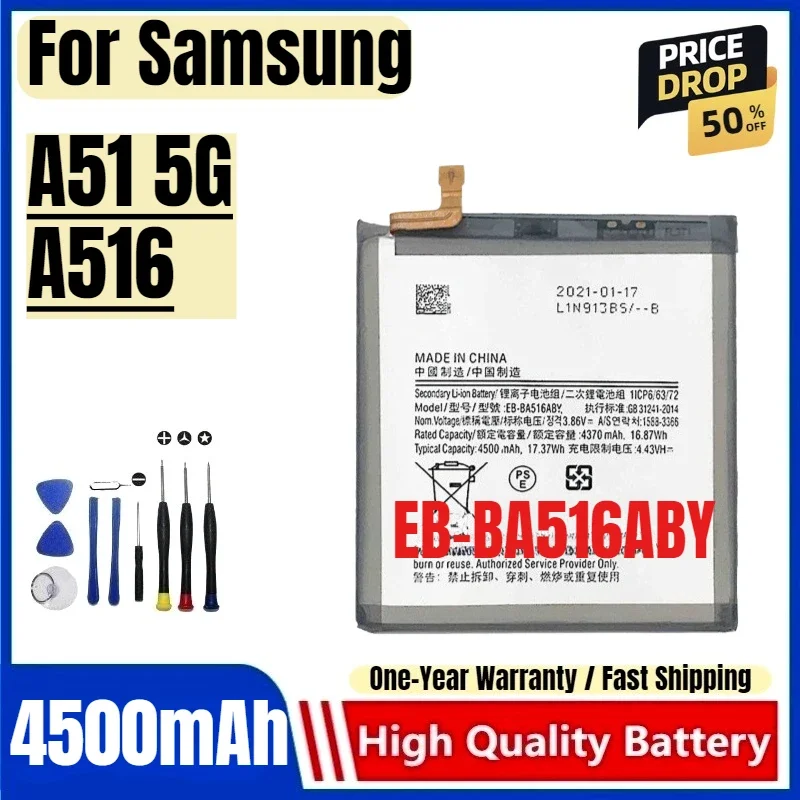 EB-BA516ABY for Samsung A51 5G  A516 Mobile Phone Battery High Quality High Capacity Battery Replacement Bateria with Tools