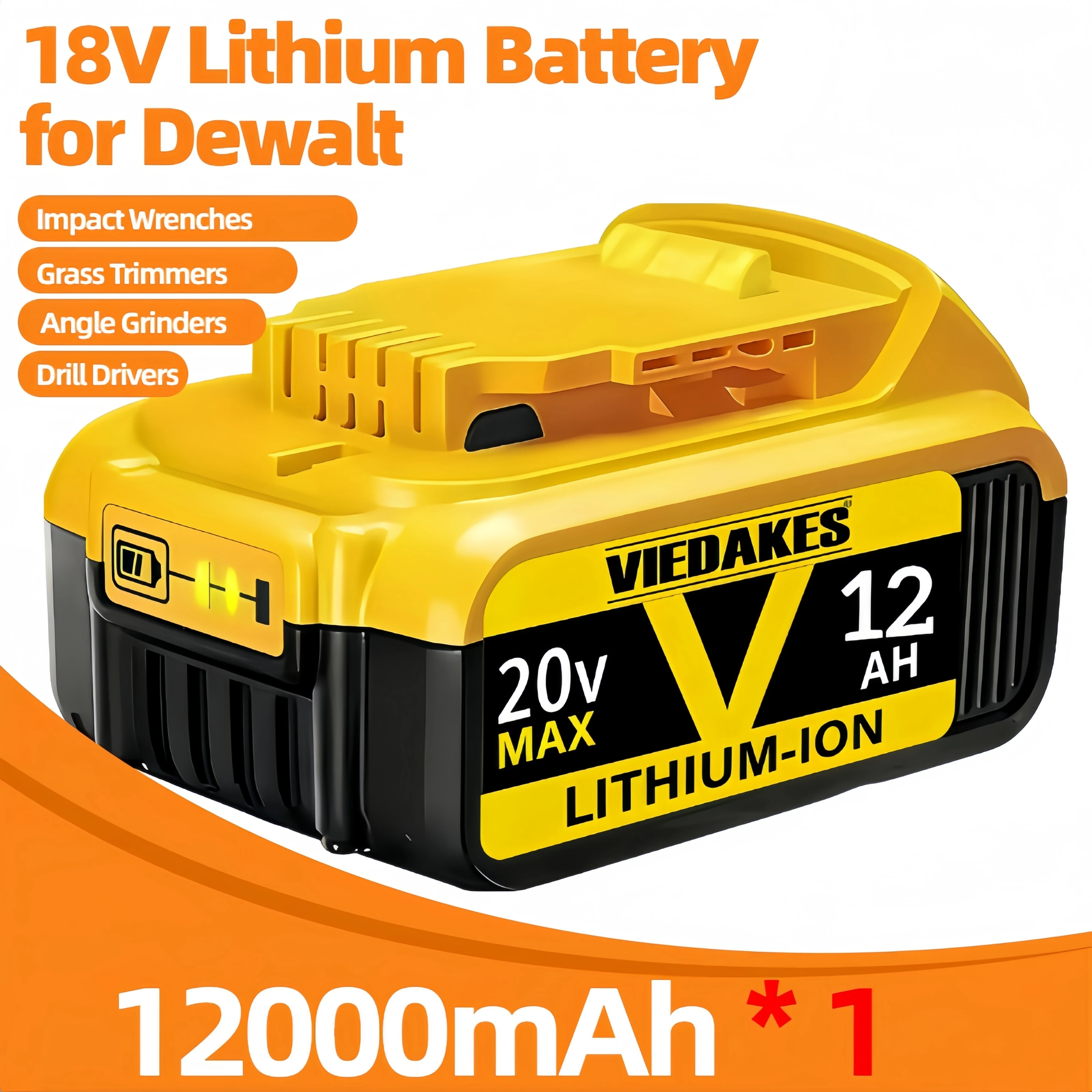 

For DEWALT 18V Battery 8.0Ah/10.0Ah/12.0Ah replacement for dewalt narzędzia DCB184/200/204/205/206/619 18v tools high capacity