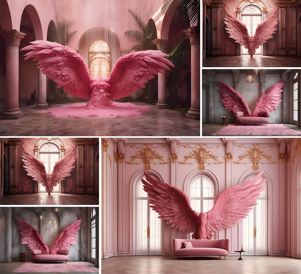 

Mehofond Photography Background Interior Pink Angel Wings Adult Birthday Wedding Maternity Portrait Decor Backdrop Photo Studio