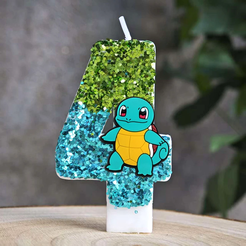 Pokemon Kaars Nummer 0-9 Voetbal Kaars Pikachu Taart Decoratie Jongen Verjaardagsfeestje voor Kinderen Baby Douche Decor Gift