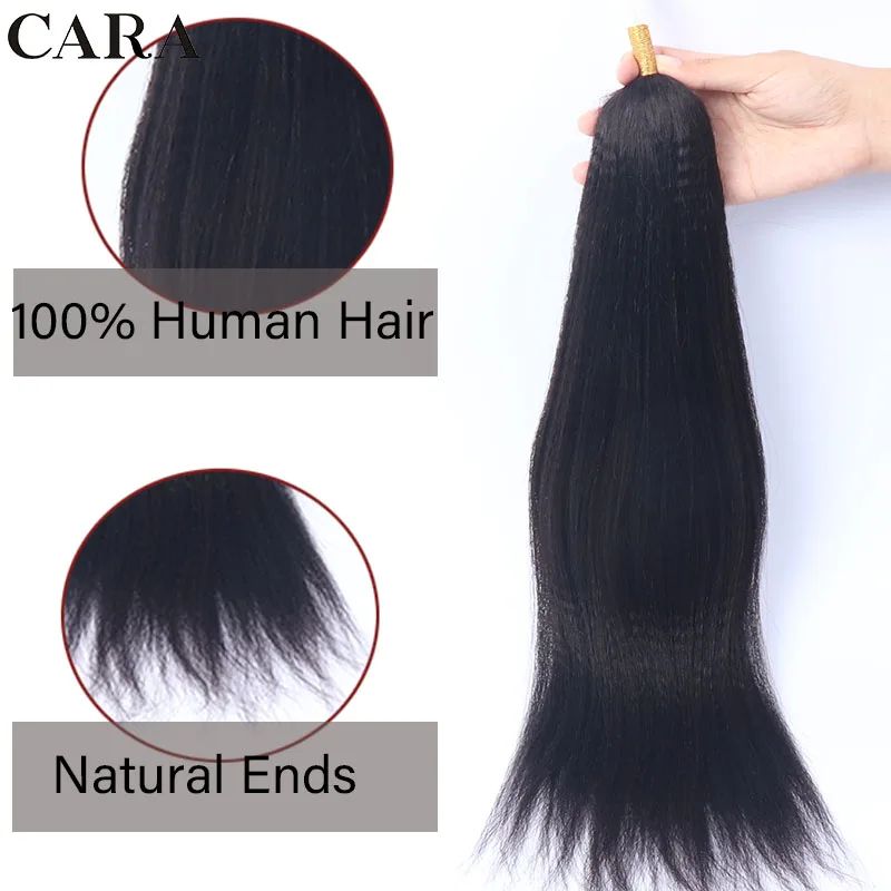 Feather F Tip Hair Extensions Italian Yaki Straight F Tips Human Hair Microlinks Hair Extension For Women Brazilian Virgin Hair