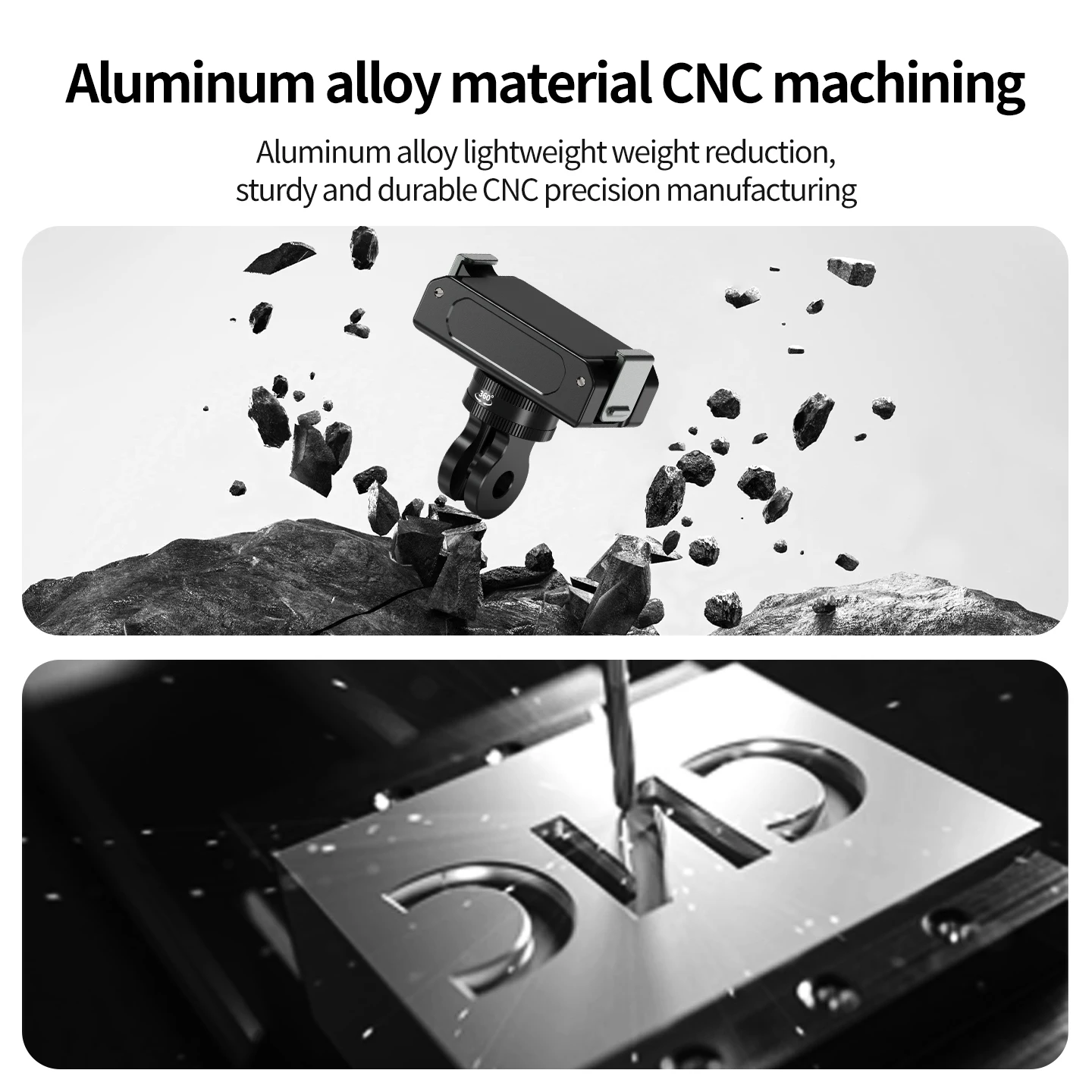 360° dämpfende Rotations-Magnetbasis für DJI Action 6 Osmo Nano, Aluminium-Doppelklemmadapter für Motorradhelm-Vlog-Halterung – Detail 12