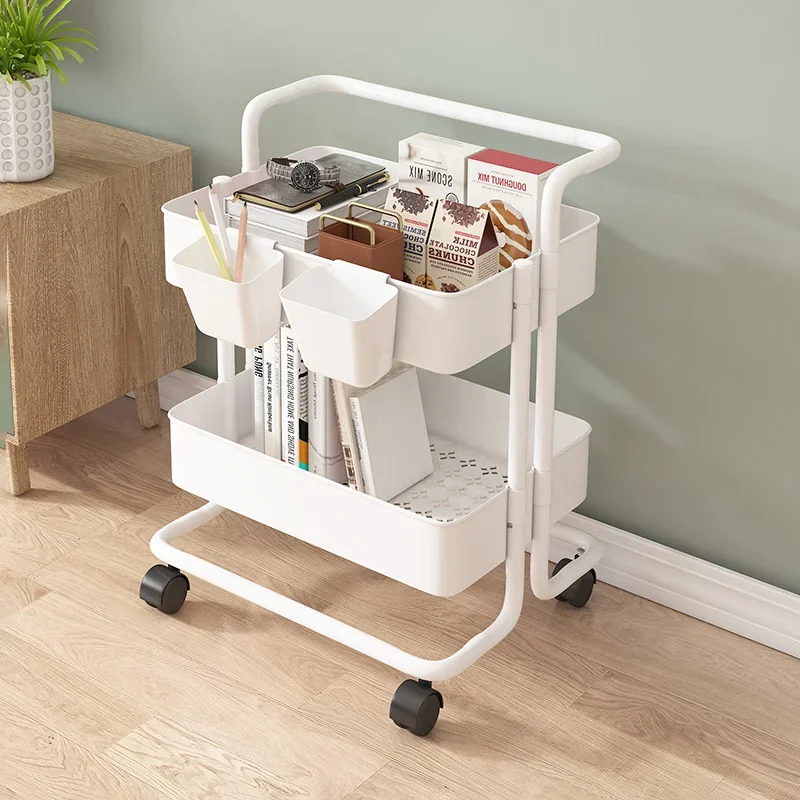 

Shelves,Rolling Cart,2-Tier Storage Cart,Dish storage with Handle 2 Organizers,Plastic Baskets,Utility Cart,bathroom accessories