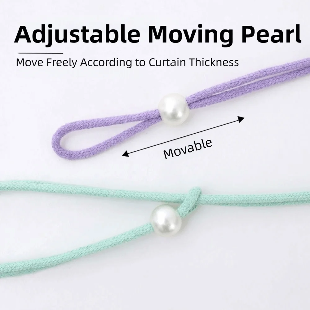 2Pcs Modern Floral Curtain Tiebacks Pearl Adjustable Camellia Curtain Tiebacks 3D Flower Artificial Pearl Curtain Ties image 5