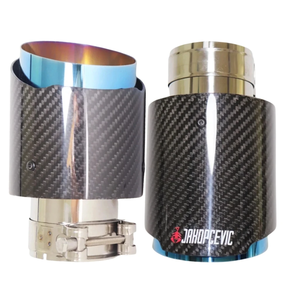 1Pcs Auto Modifikation Einzigen Auspuff Spitze Rohr Glänzend Blau Carbon Faser Schalldämpfer Endrohr Auspuff Düse