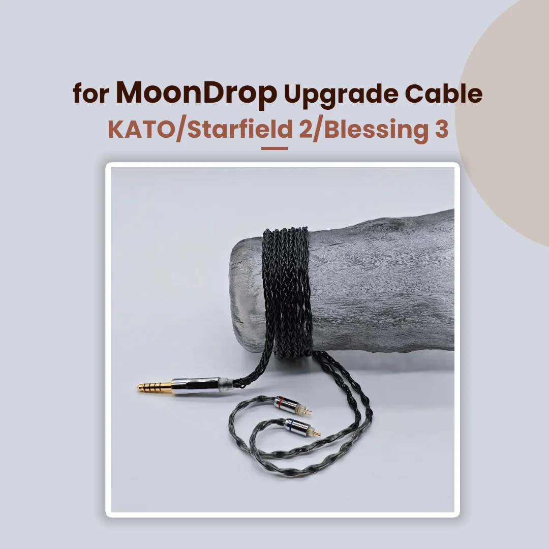 

MoonDrop KATO, Starfield 2, Blessing 3 Upgrade Cable - 8-Strand OCC Silver-Plated 4.4/2.5mm Cable with Mic for Enhanced Audio