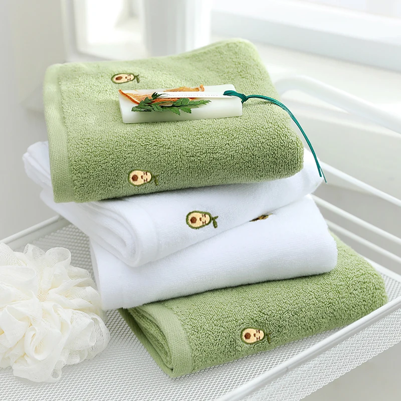 FULL HUI Avocado Towel 100% Cotton Bathroom Kids Pure Thickened Super Absorbent Adult Face Towel 34X74 Bath Towel 70X140CM SET