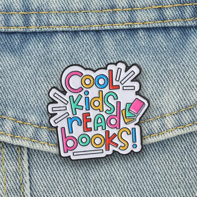 Cool Kids Read Books Enamel Pins Bright Rainbow Multicolor Brooches Cartoon Lapel Badge Reading Encouragement Jewelry Gift