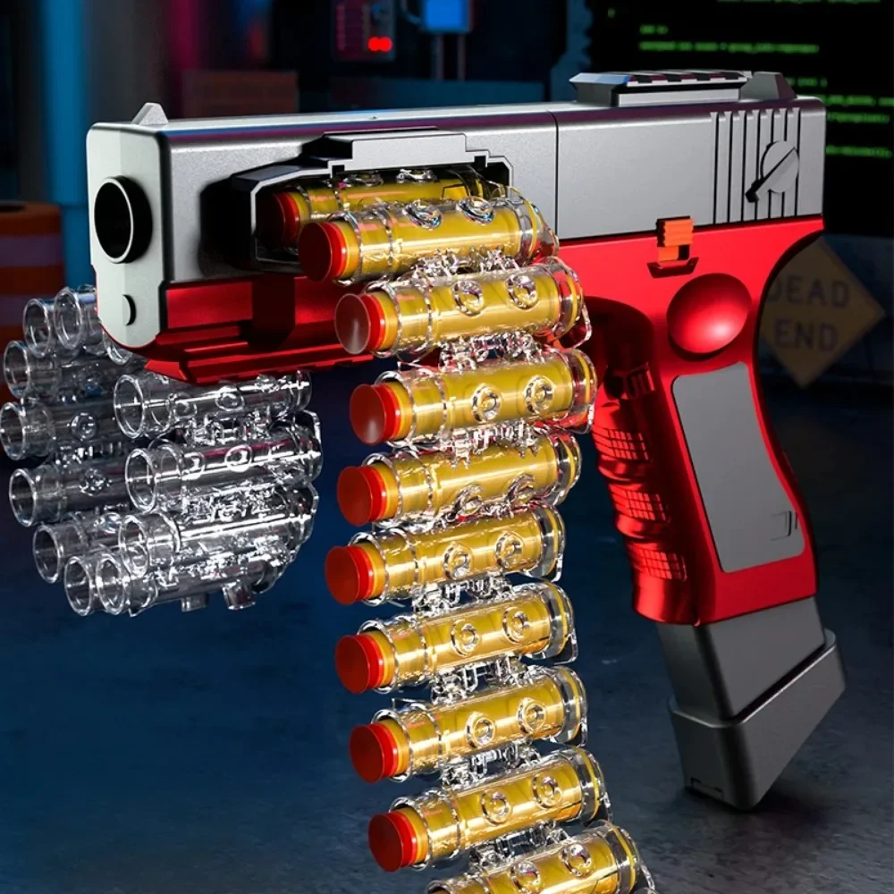 Pistola giocattolo a proiettile morbido con modalità di sicurezza elettrica/manuale con catena a proiettile Gioco di tiro all'aperto per bambini Regalo di Natale