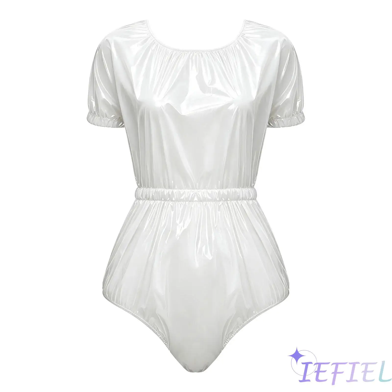 Women Adaptive Clothes Swimwear Jumpsuit Waterproof Diaper Cover Button Crotch Short Sleeve Elastic Waist Leakproof Bodysuit