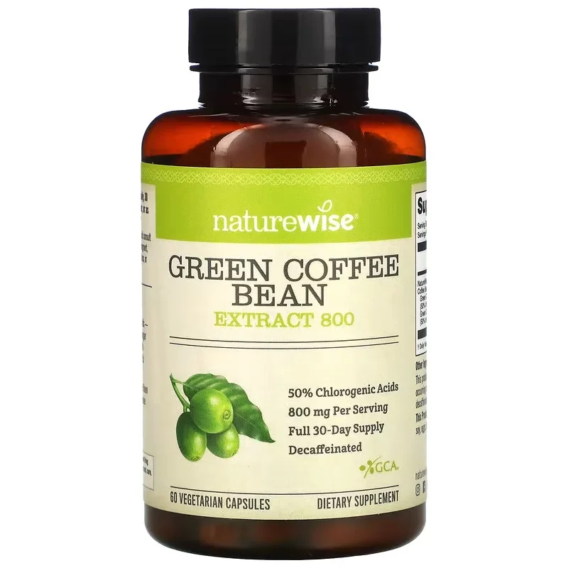 Naturewise Green Coffee Bean Weight Management Capsules - Chlorogenic Acid Absorption Blocking 60 Capsules