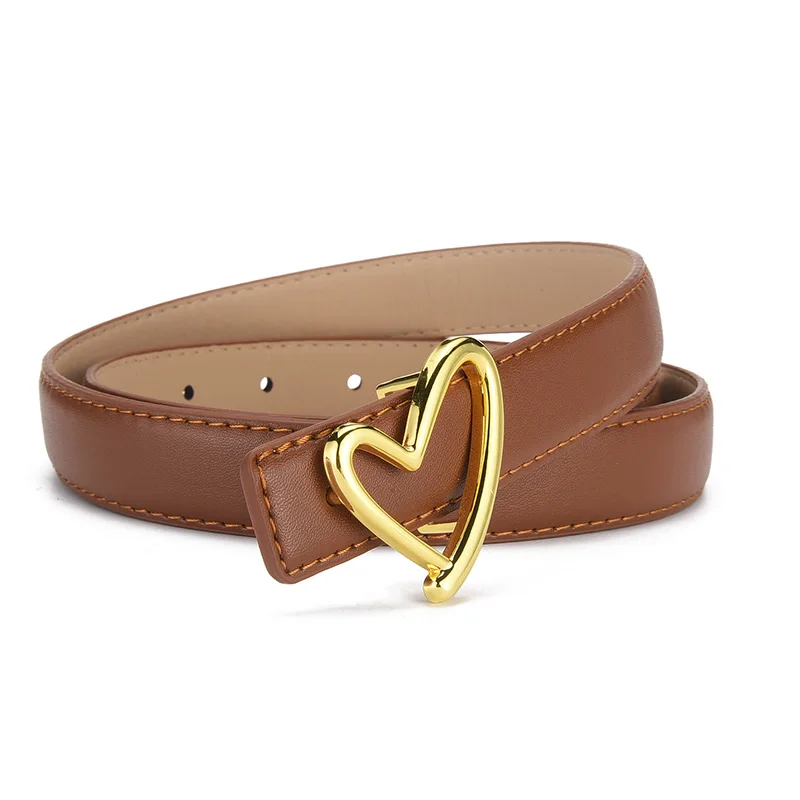 1 stücke frauen Gürtel Modische Herz-Förmigen Schnalle Gürtel High-End-PU Leder Dünnen Gürtel Casual Vielseitig trend Jeans Damen Gürtel – Detail 15