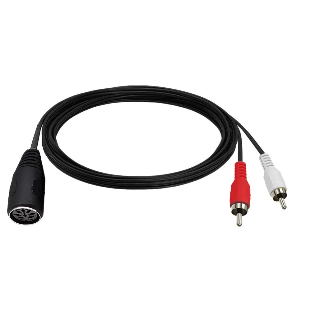 1pc DIN 8-Pin MIDI DIN 8 PIN Female Jack to Dual 2 RCA Phono Male Plug Audio Adapter Microphone Connector Cord Cable