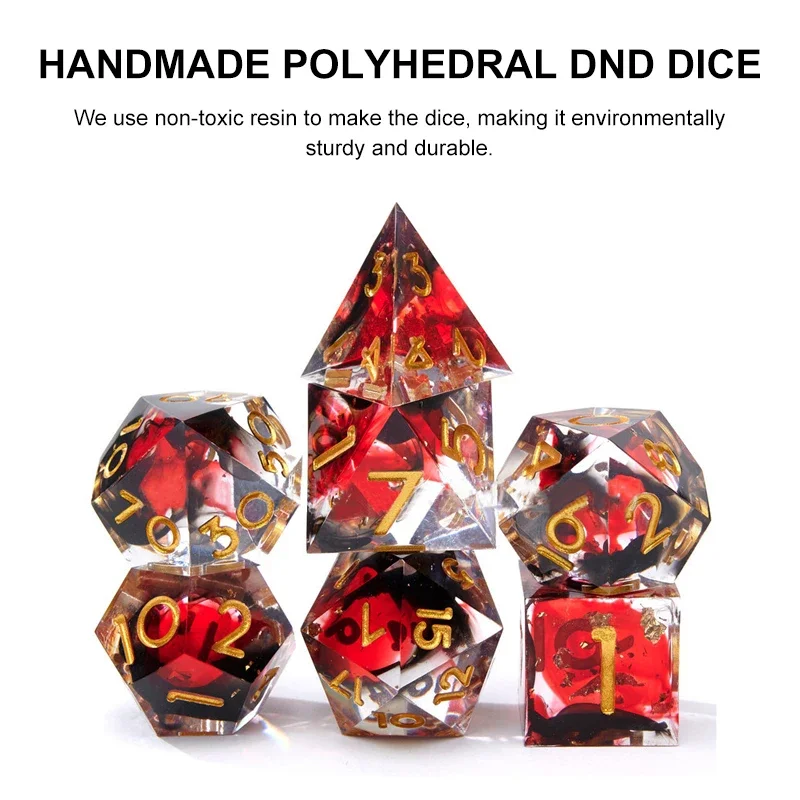 7Pcs/Set Resin For DND Dice D&D D4 D6 D8 D10 D% D12 D20 Polyhedral Games Dice Set For  Dungeons And Dragons Table Games MTG RPG