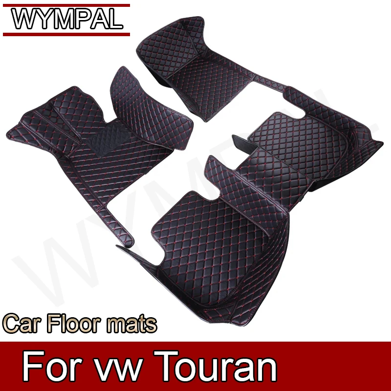 Leather Car Floor mats for vw Touran 2015 2014 2013 2012 2011 2009 2008 2007 2006 Carpets Rugs Pads Interior Parts Accessories