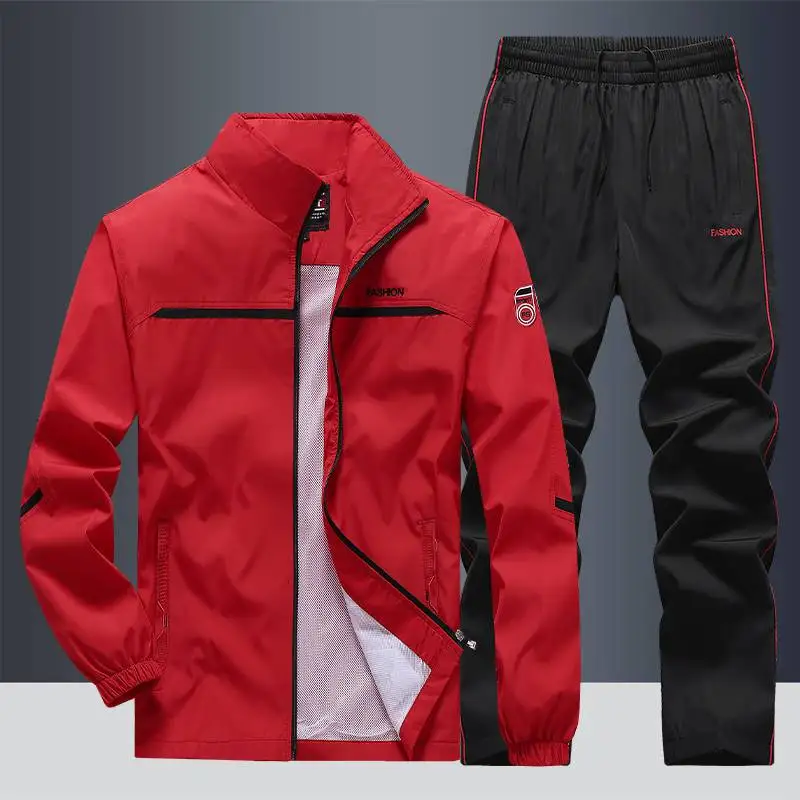 Conjunto de dos piezas para hombre, chándal informal negro, ropa informal estilo Hip Hop, ropa deportiva para correr al aire libre, primavera y otoño, 2024