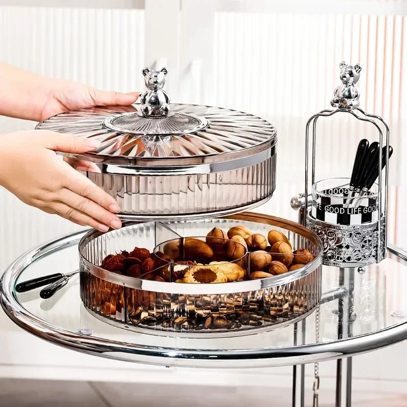 Multi layer Transparent Snacks Box Dust-proof Acrylic Dry Fruit Tray Candy Nut Storage Box Modern Living Room Sundries Container