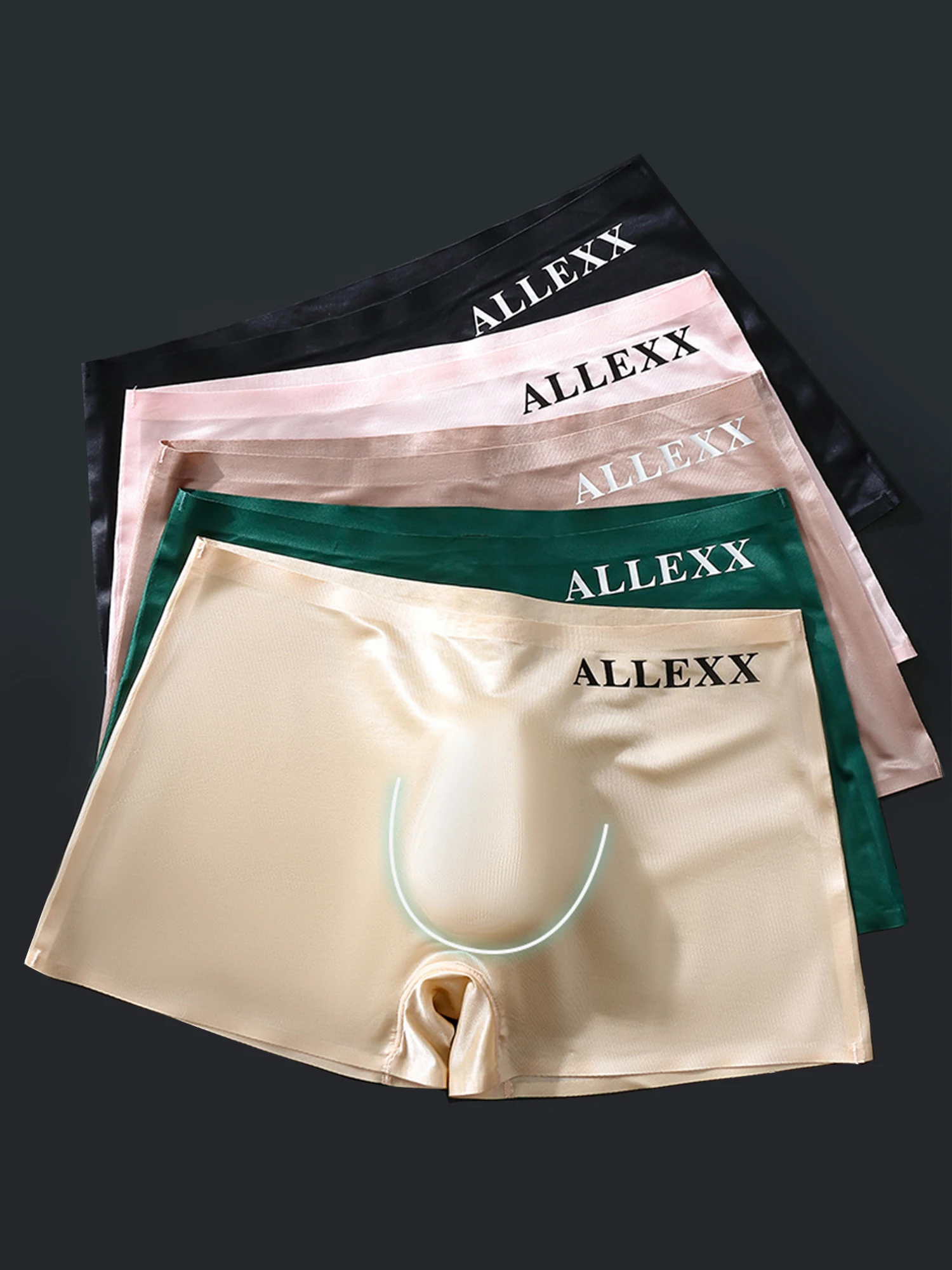 3D Stereoscopic Sexy Letter Print Transparent Thin Ice Silk Briefs Seamless Men's Underwear Shorts Quatre-Quart Flat Angle Pants