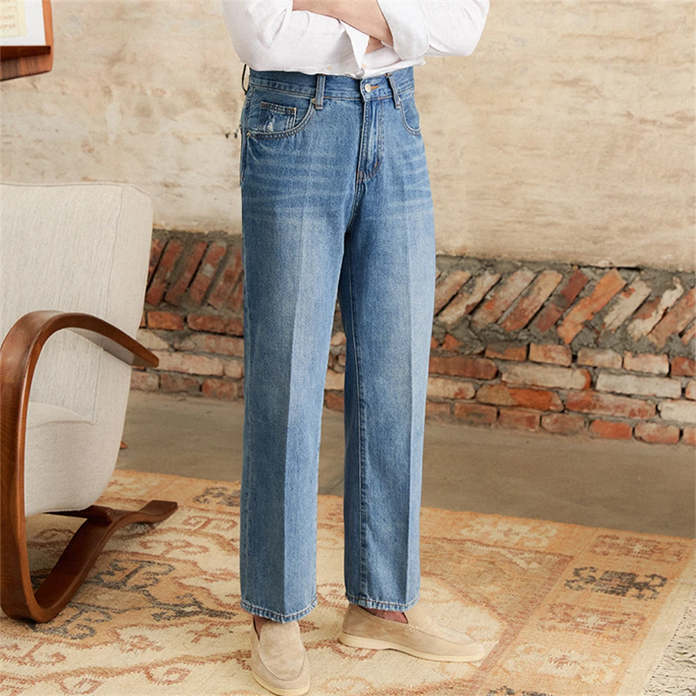 Mr. Deer Three Summer Thin Gentry Vintage Jeans Italian High Waist Straight Taste Casual Long Pants Trendy Men