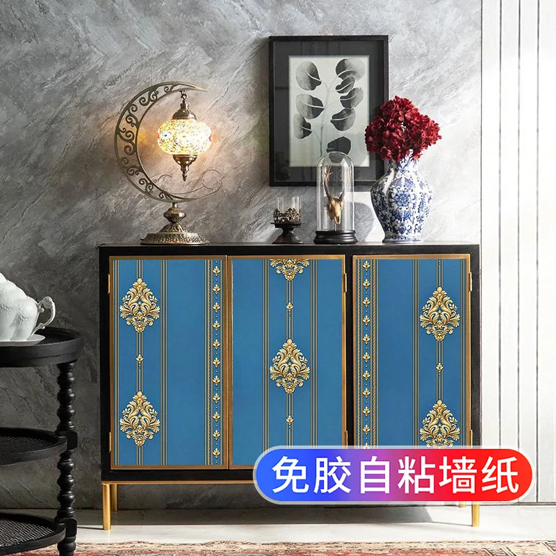 Elegant European Style Self Adhesive Wallpaper for Wardrobe Cabinet Door Furniture Renovation Glass Coloring and Decorative Enha