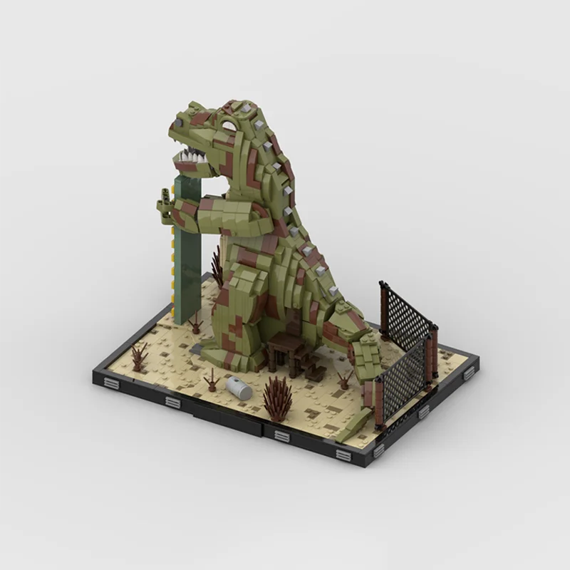 MOC 게임 Dinky T-Rex From From Fallout New Vegas City 스트리트 뷰 모델 빌딩 블록, DIY 어린이 조립 벽돌, 장난감 선물, 2268PCs