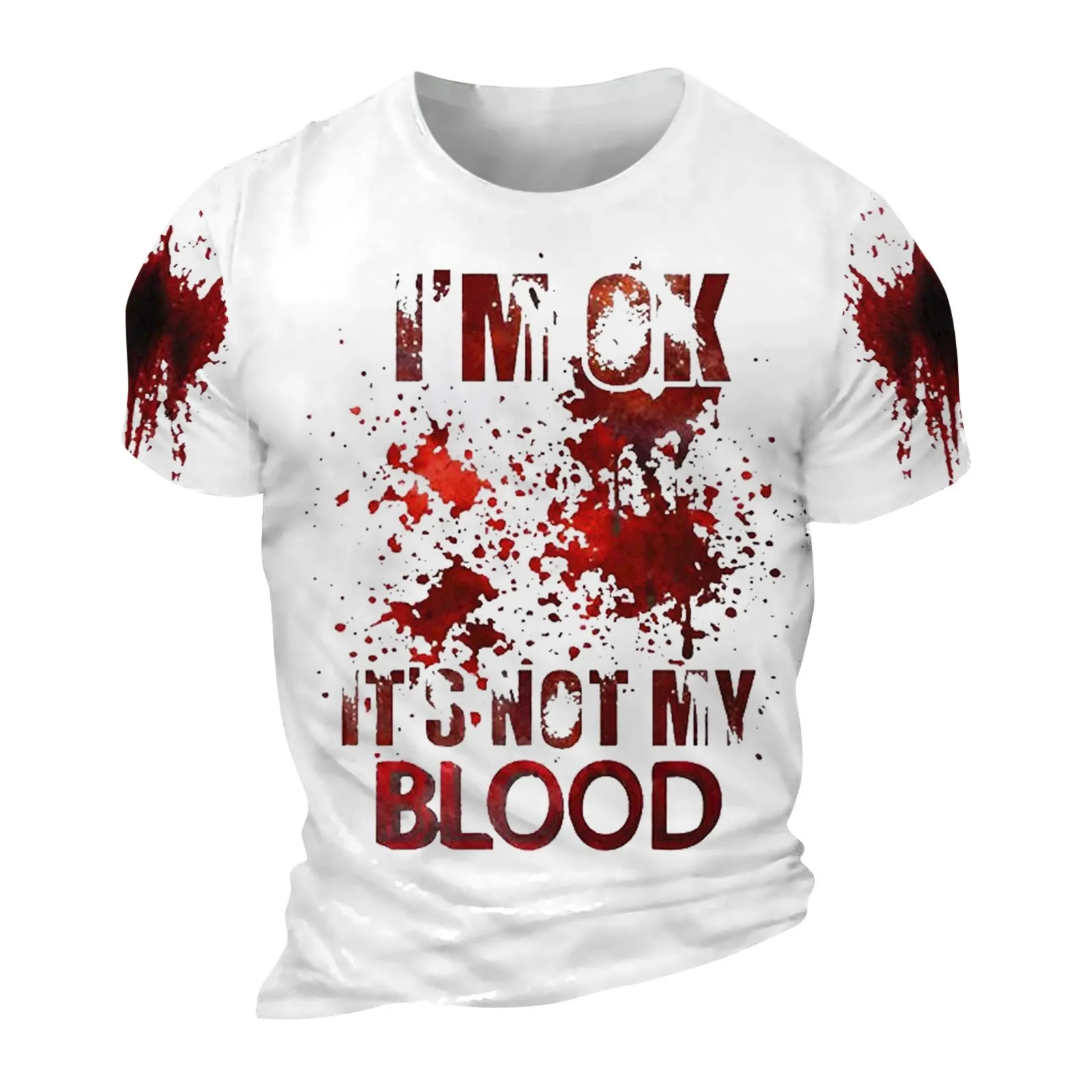 Halloween men's bloody tops Horror party scary costumes T-shirts Horror ghost cosplay costumes Loose Casual Short Sleeve Top