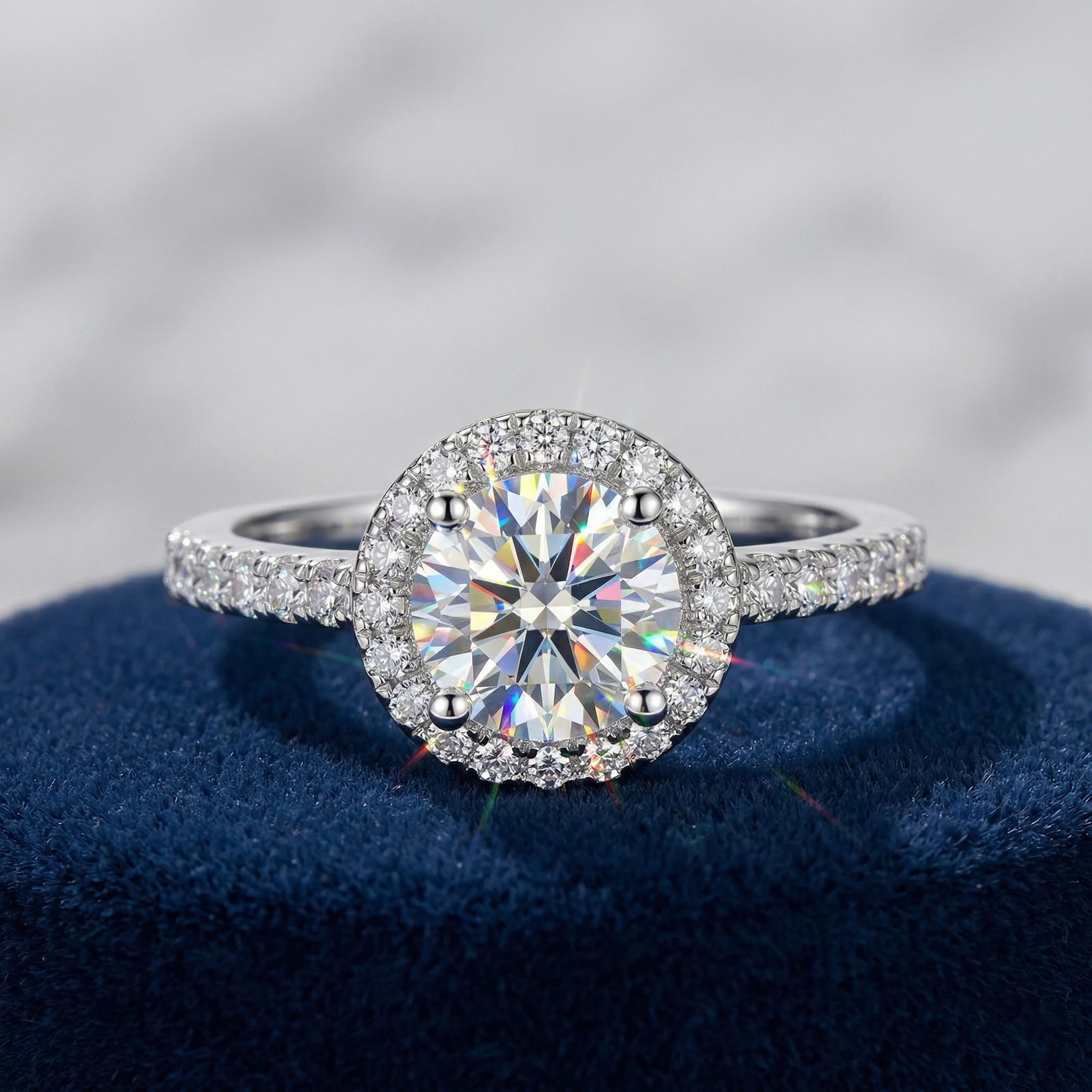 

Кольцо с круглым муассанитом, серебро 925 пробы, цвет D, чистота VVS1, 1 карат, классическое с 4 крапанами, обручальное кольцо, женское, сертифицированное качество