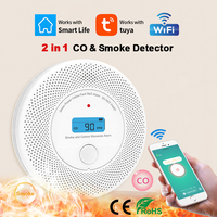 2 in 1 Version WiFi Tuya Co & Smoke Detector LCD Display Carbon Monoxide Detector Room Kitchen Shop Fire Sensor PIR Sound Alarm