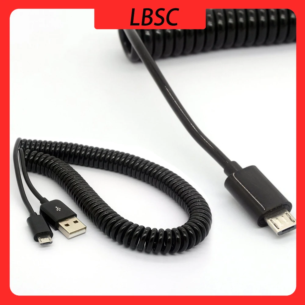 LBSC 2.5M USB 2.0 A Male to Micro USB B Spiral Coiled Adapter USB Data Charging Cables Connector USB Charger Cable