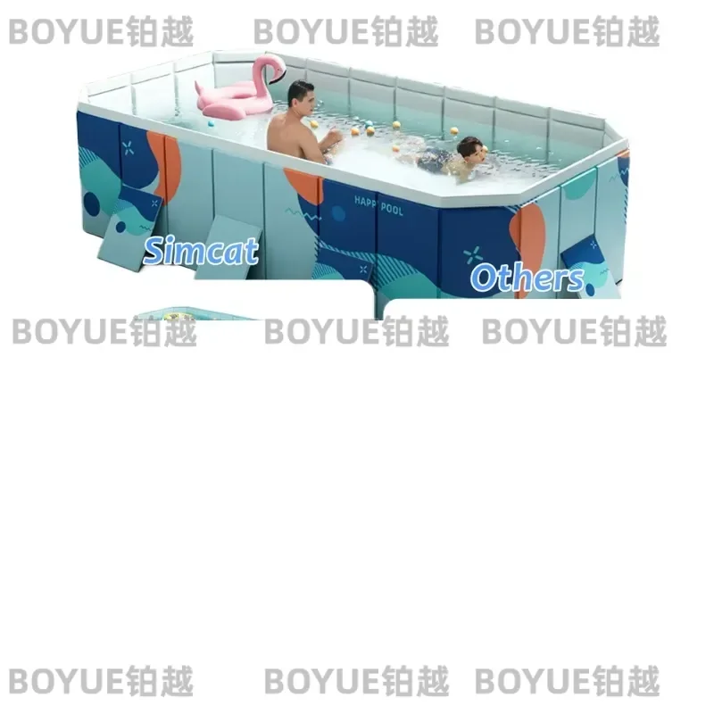Foldable Swimming Pool Large Thickened Wear Resistant Outdoor Summer Water Party Family Pool for Kids and Pets Maldives Blue
