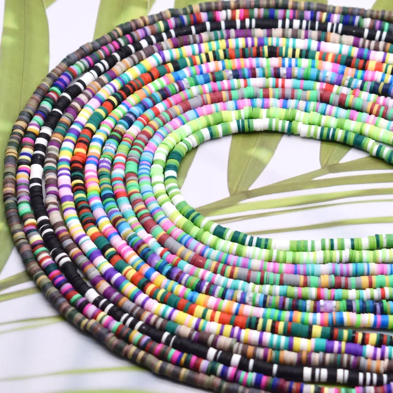 Cuentas de arcilla polimérica para fabricación de joyas, abalorios espaciadores sueltos de 4mm para fabricación de joyas, pulsera de diseño bohemio