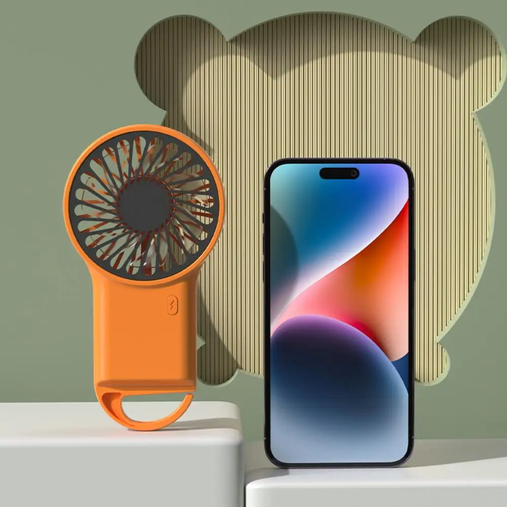 New Foldable Handheld desktop USB-Charged mini Fan with cartoon Design and Hook—Ideal for Hiking, Outdoor Activities, and Office