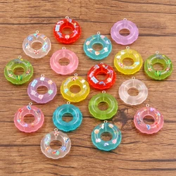 5Pcs 34X38MM 7 Color Swimming Circle Resin Earring Charms Diy Findings Kawaii 3D Keychain Bracelets Pendant For Jewelry Making