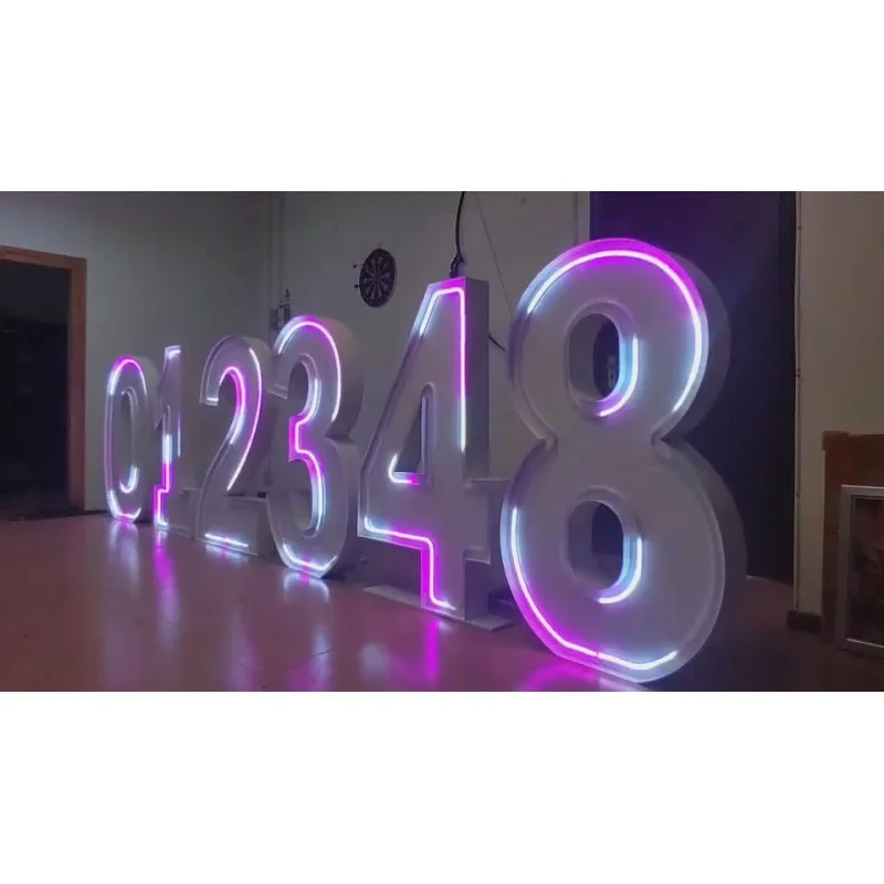 Sinal de néon RGB personalizado para o partido, grande letra LED e número, design de luz, acrílico Light Up, personalizado, 2ft, 3ft, 4ft, 0-9 A-Z