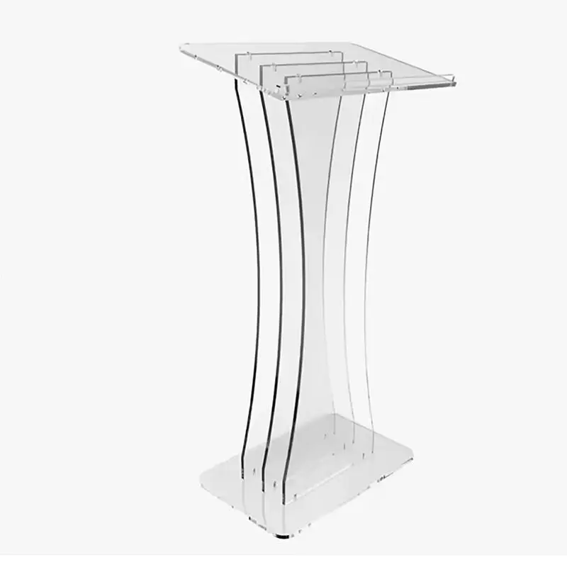 xg-Modern Transparent Acrylic Lectern with Custom Logo Customizable School Welcome Desk for Hotel and Supermarket Use@