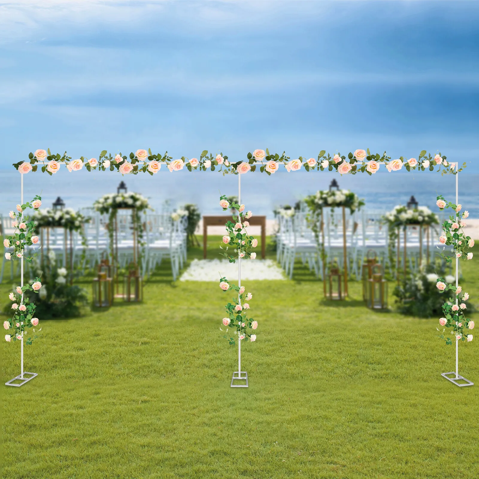 20x10ft Heavy Duty Backdrop Stand Kit - Wedding Event Carbon Steel Pipe Frame with Weighted Base for Weddings, Birthday Parties, Christmas Parties, Banquets, Anniversary Celebrations