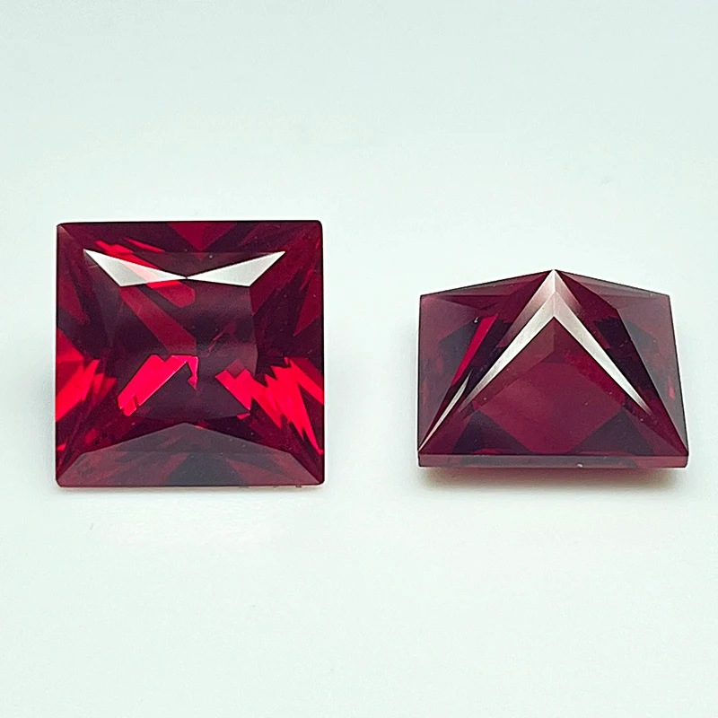 Lab Grown Ruby Princess Cut Pigeon Blood Red Color DIY Charms Jewelry Making Ring Necklace Earrings Main Materials Certificate